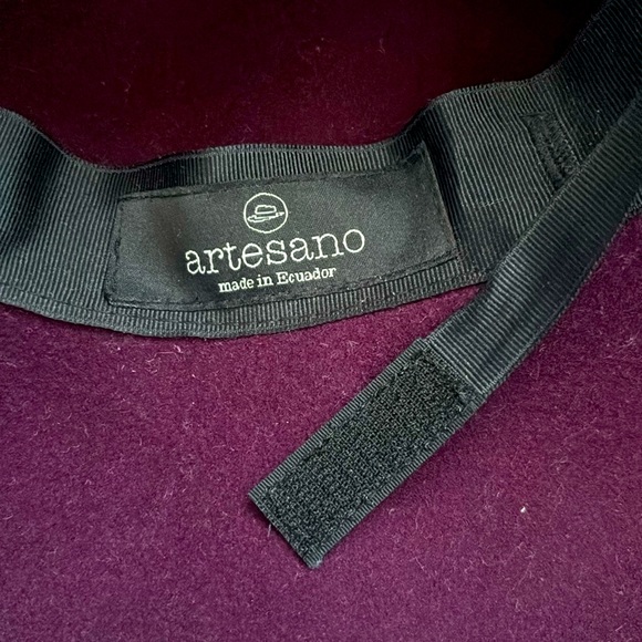 Artesano Plum Wool Hat Panama Fedora Ecuador - Picture 9 of 9